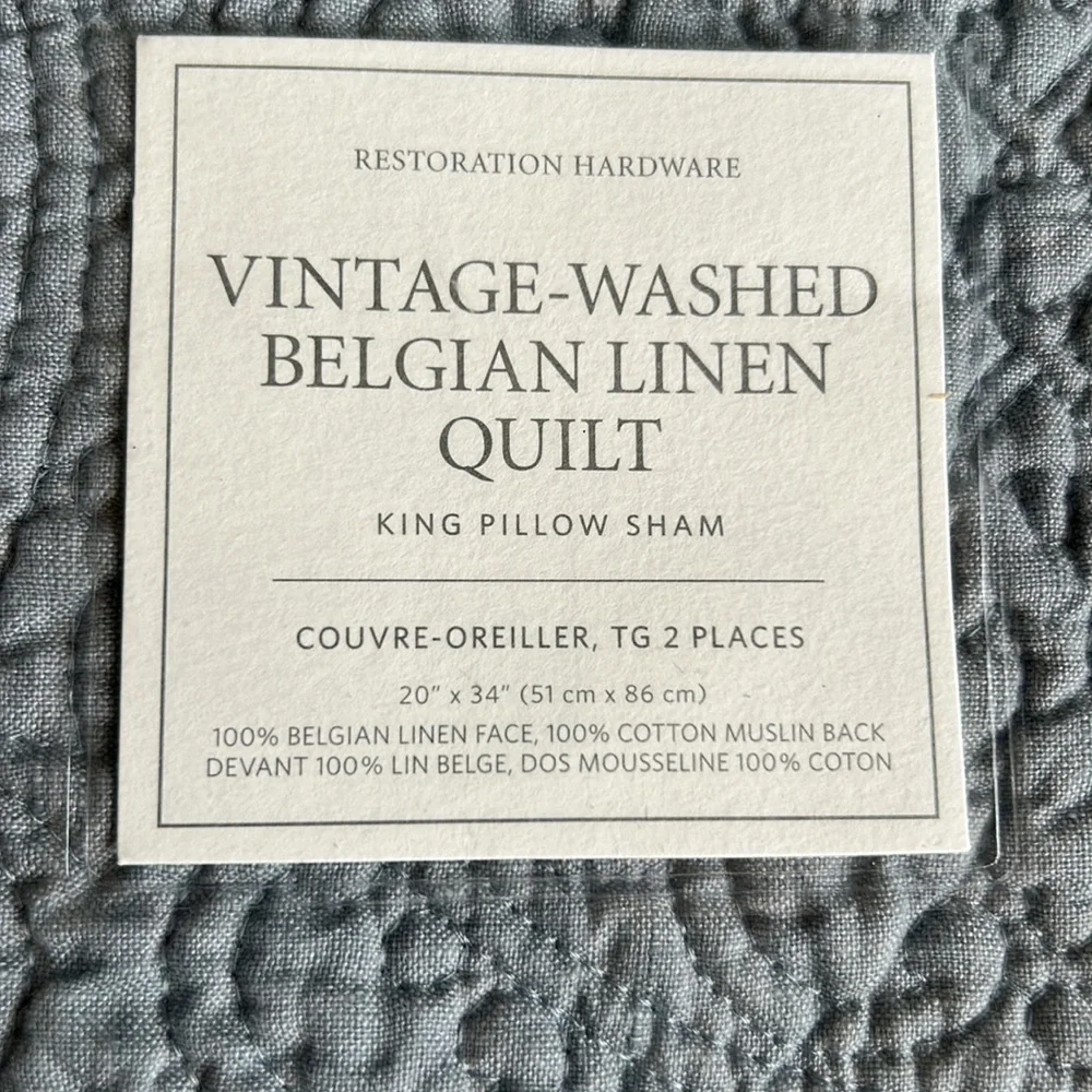 RH Belgian Linen Quilted Pillow Sham (king)